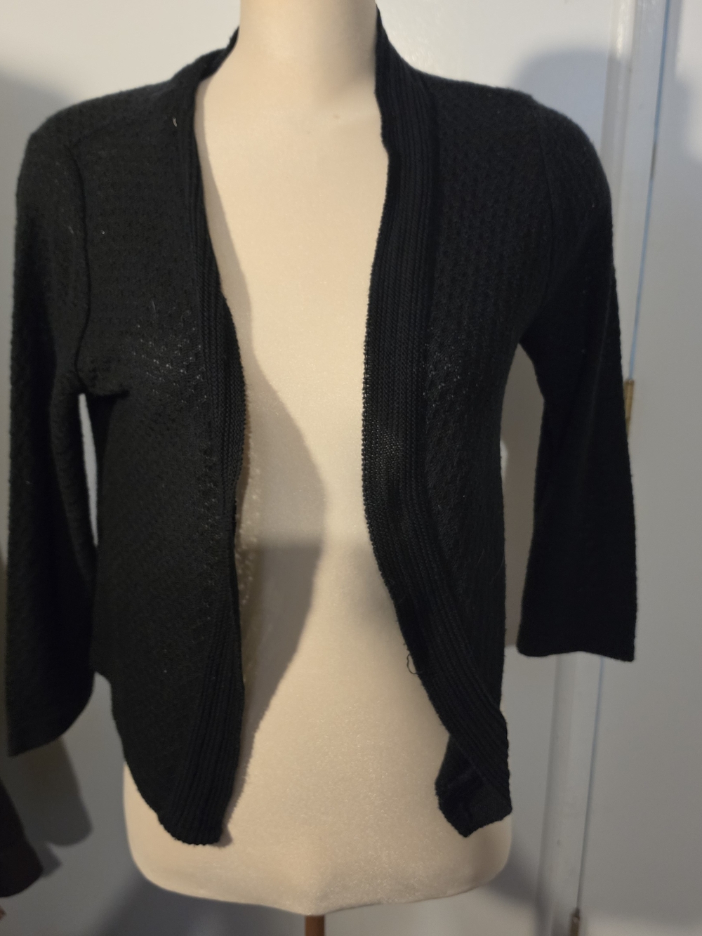 Notations Black Open-Front Knit Cardigan